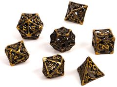 Set de dés métalliques creux Motif Dragons - Bronze